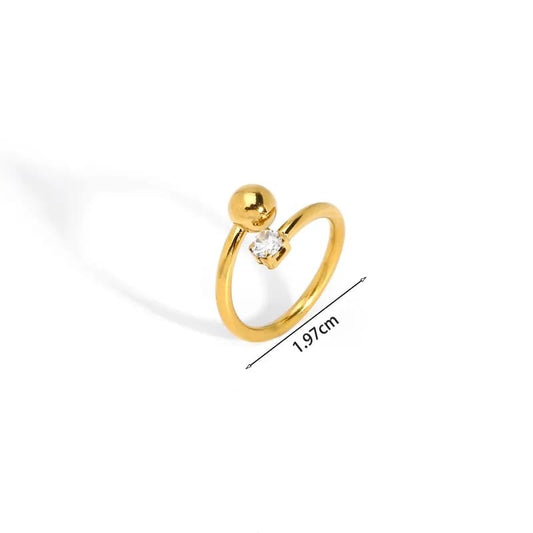 Anillo Dorado Ajustable Con Piedra