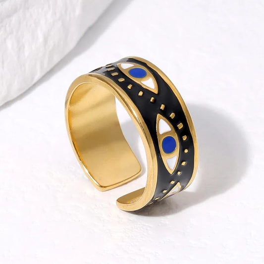 Anillo Dorado Diseño Negro