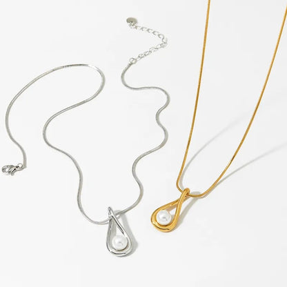 Collar Dorado Con Piedra Blanca