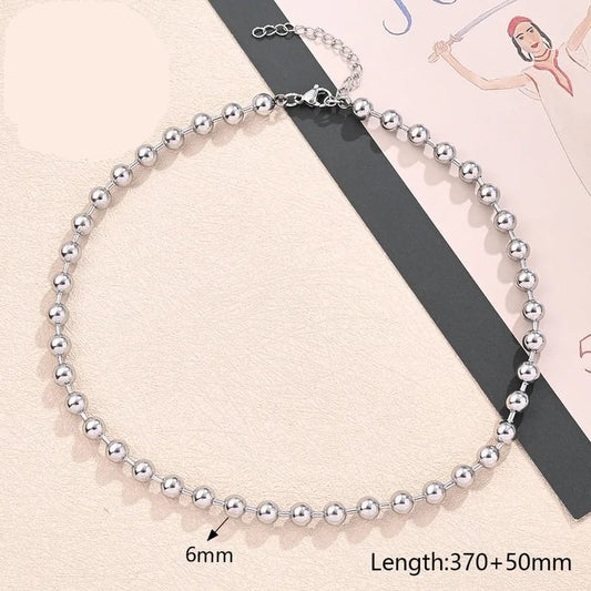 Collar Plateado De Bolitas